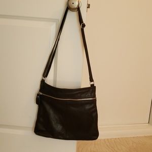 Black leather shoulder bag